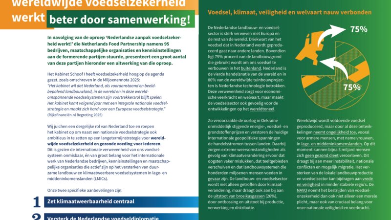 Oproep uitgewerkt: Nederlandse aanpak wereldwijde voedselzekerheid werkt beter door samenwerking!