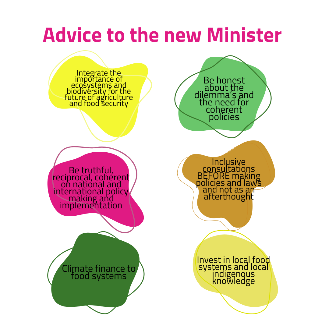 Advice to the new Minister